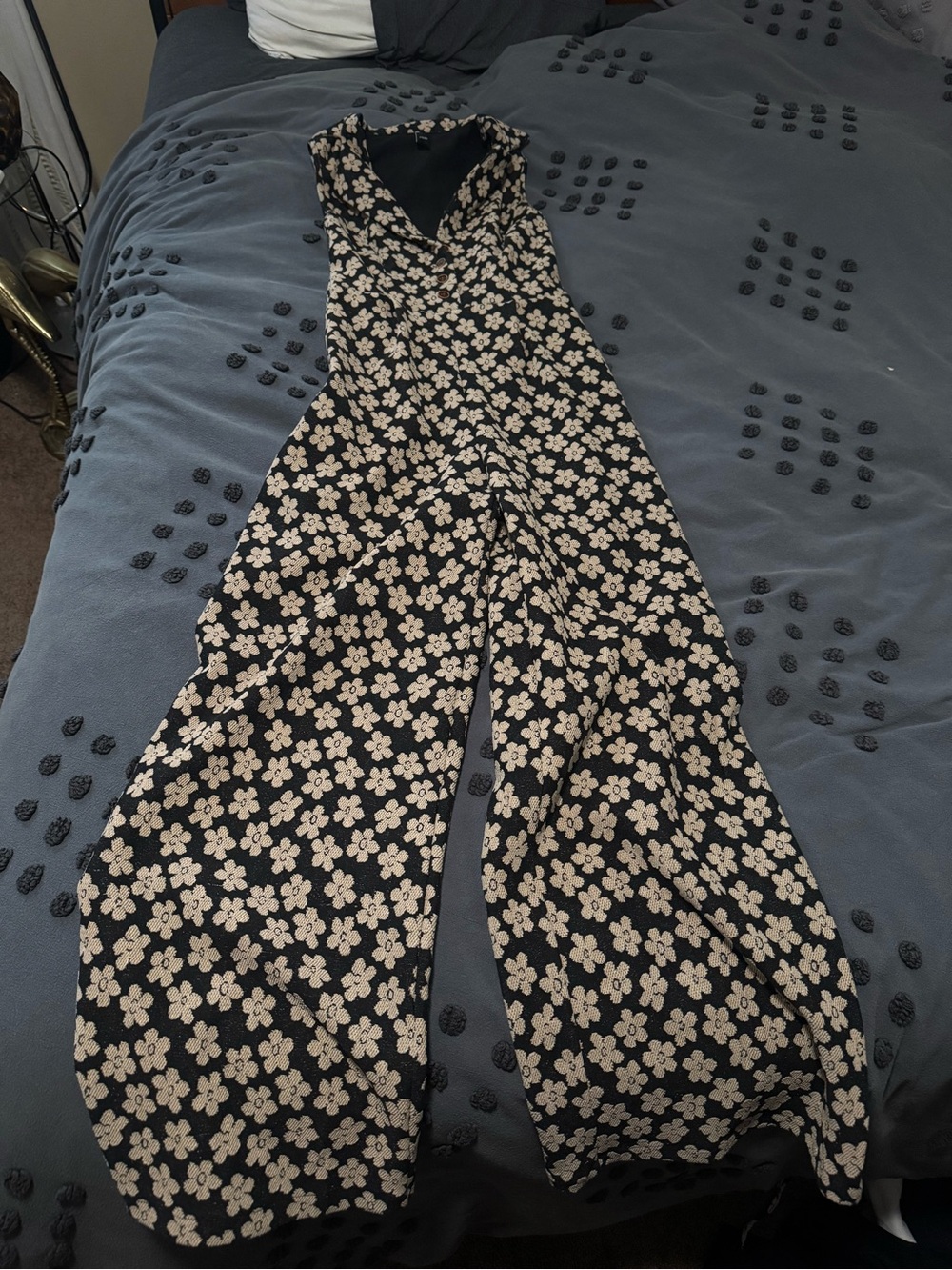Cider Black Jumpsuit with Cream Daisy Print